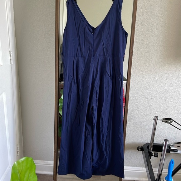 ecowish blue wide leg button jumpsuit romper - Picture 4 of 7